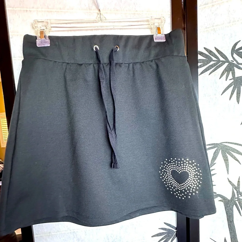 Black Wild Fable Mini Skirt with Rhinestone Heart Accent Size Medium